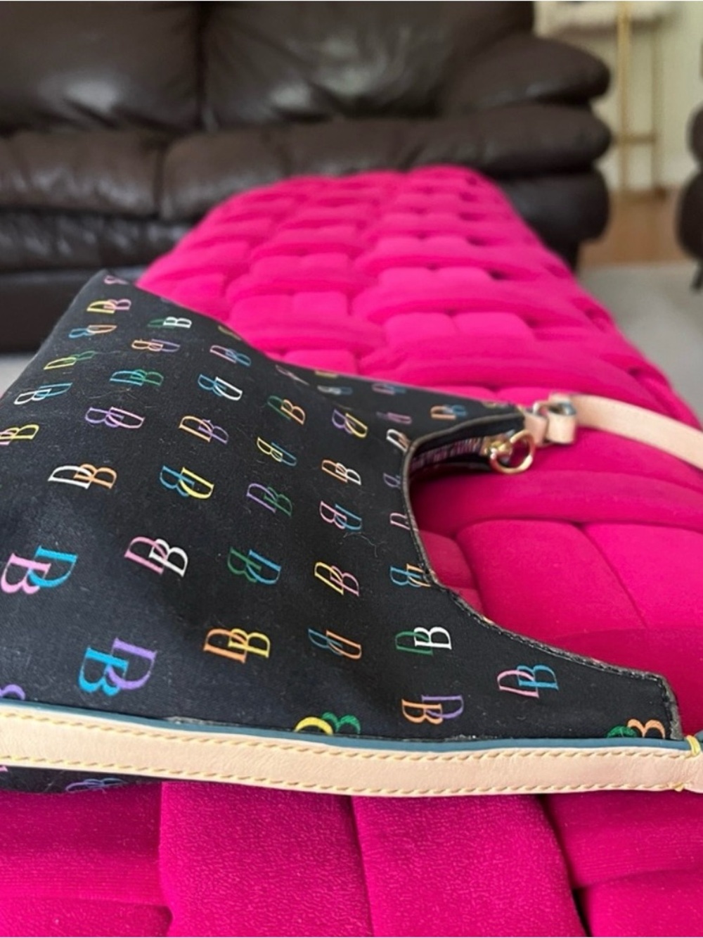 Dooney & Bourke Black Shoulder Bag with Multicolor DB Logo Print - Picture 5 of 15